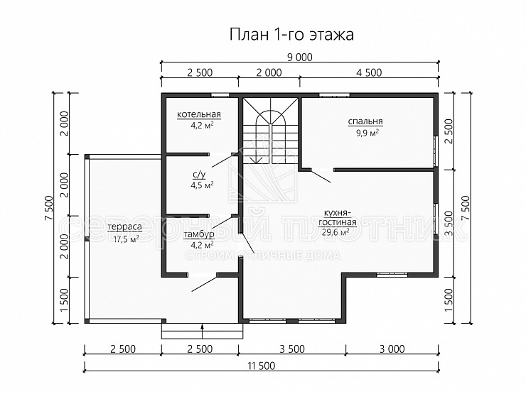 Проект каркасного дома ДК047 11.5x7.5